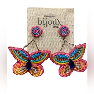 Butterfly Beaded Earrings Pink